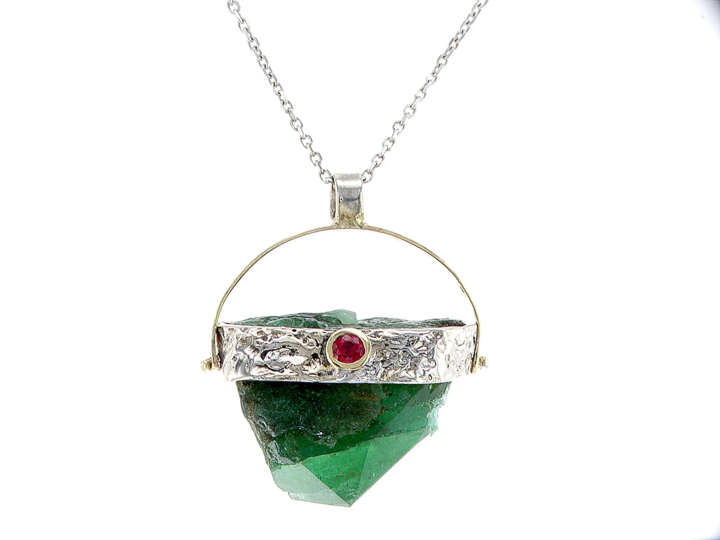 Raw emerald pendant