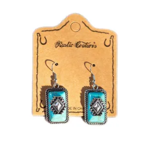 Rectangle Dangle Earrings - Turquoise