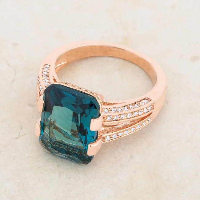 Rema Aqua Blue Emerald Statement Cocktail Ring | 9ct