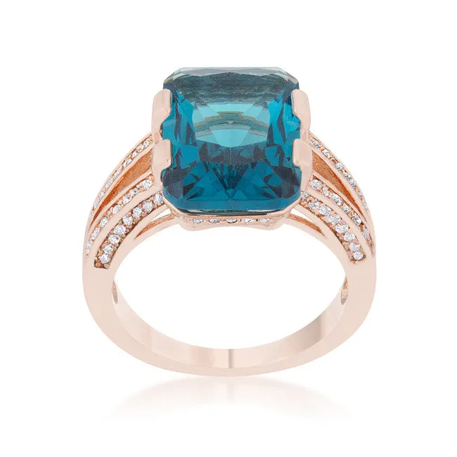 Rema Aqua Blue Emerald Statement Cocktail Ring | 9ct