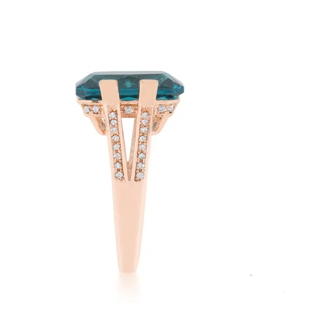 Rema Aqua Blue Emerald Statement Cocktail Ring | 9ct