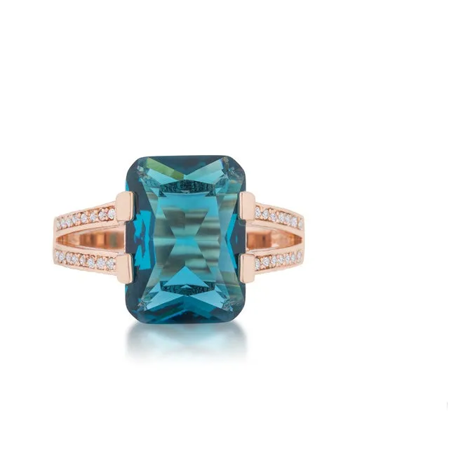 Rema Aqua Blue Emerald Statement Cocktail Ring | 9ct