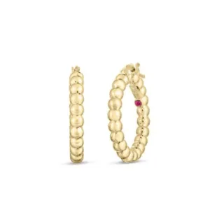 Roberto Coin Designer Gold 18K Yellow Gold Oro Classic Hoop Earrings