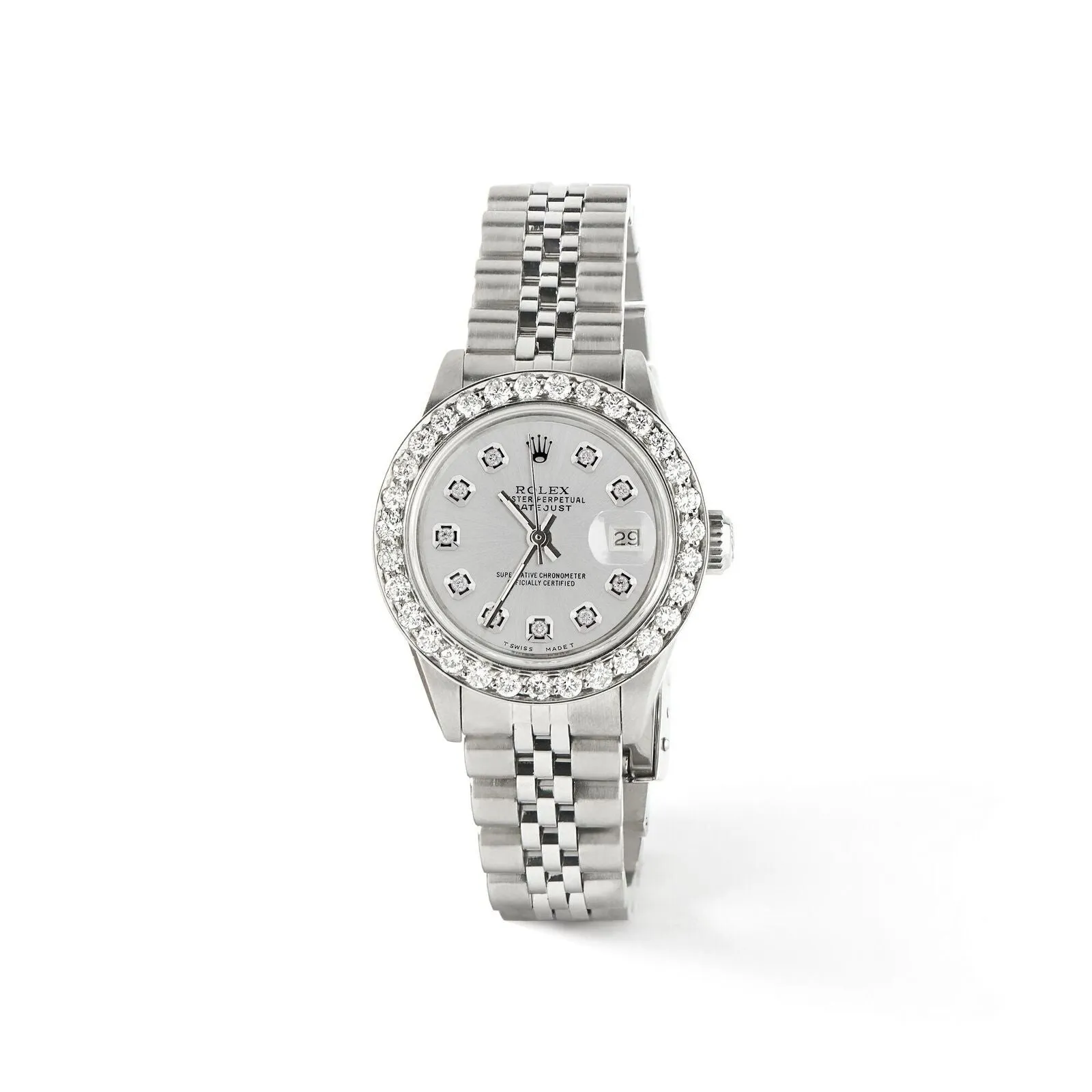 Rolex Datejust 26mm 1.3CT Diamond Bezel/Silver Grey Dial Jubilee Steel Watch TFJ-142508120