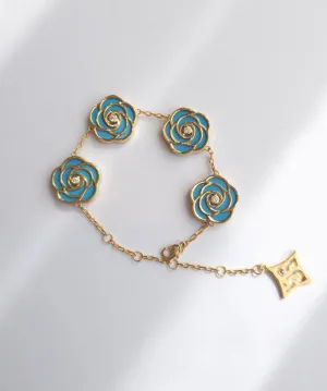 Rose- 4 flowers Bracelet (Turquoise)