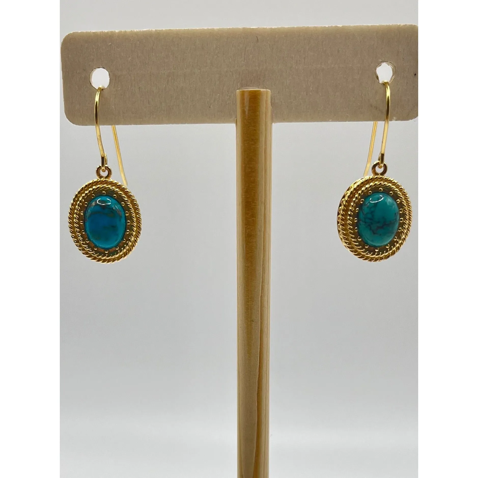 Ross Simons Sterling Silver Gold Layered Turquoise Dangle Earrings Southwestern