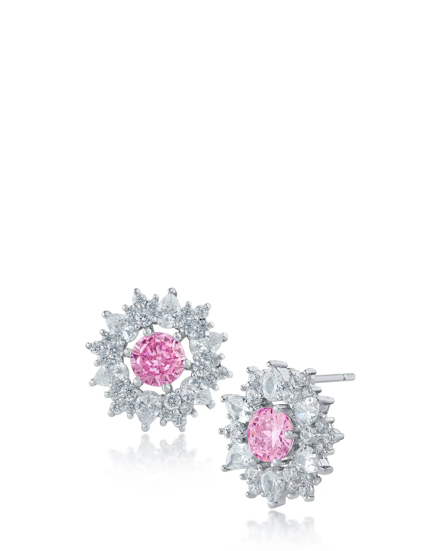 Round and Pear CZ Starburst Earring