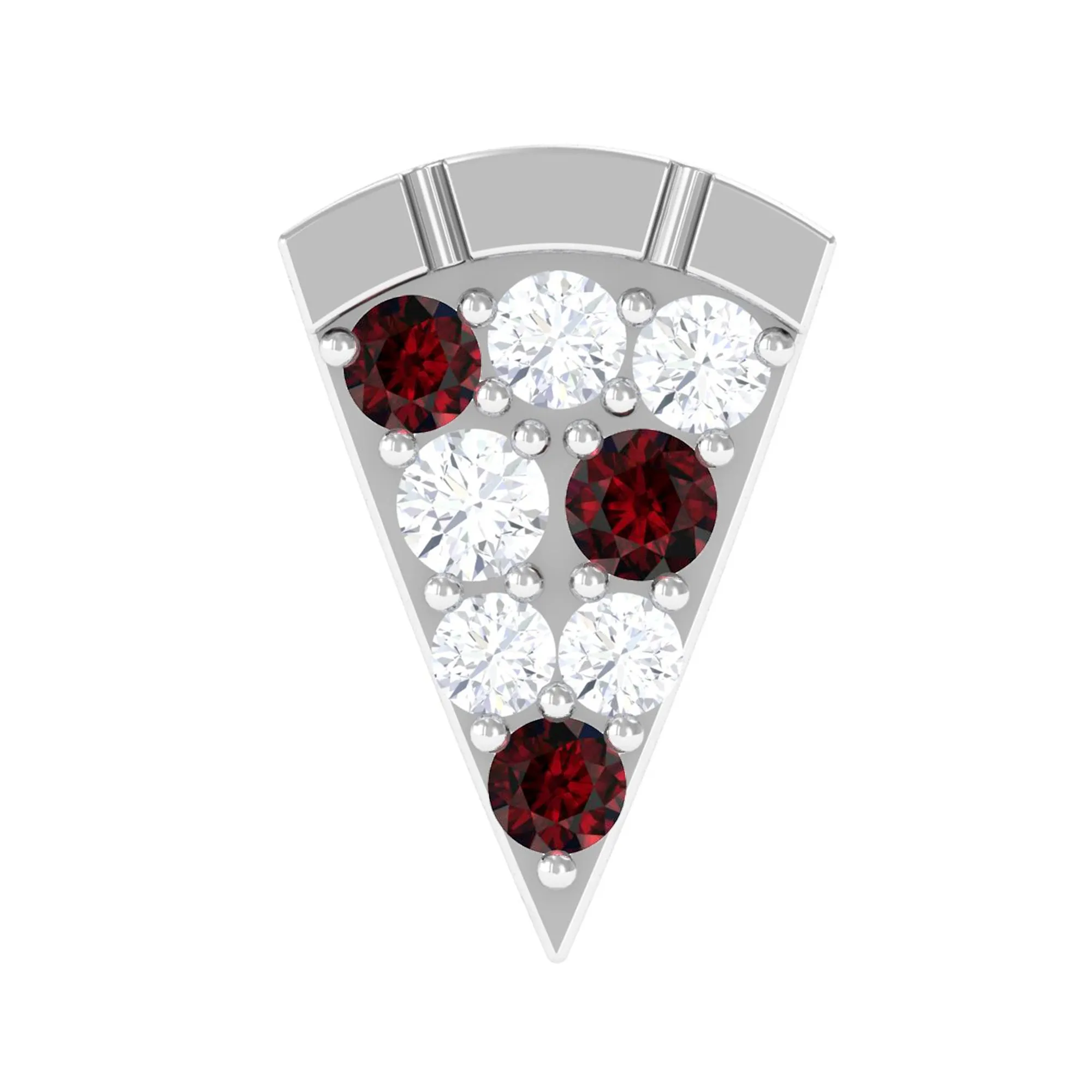 Round Cut Garnet and Diamond Pizza Slice Helix Earring in Gold