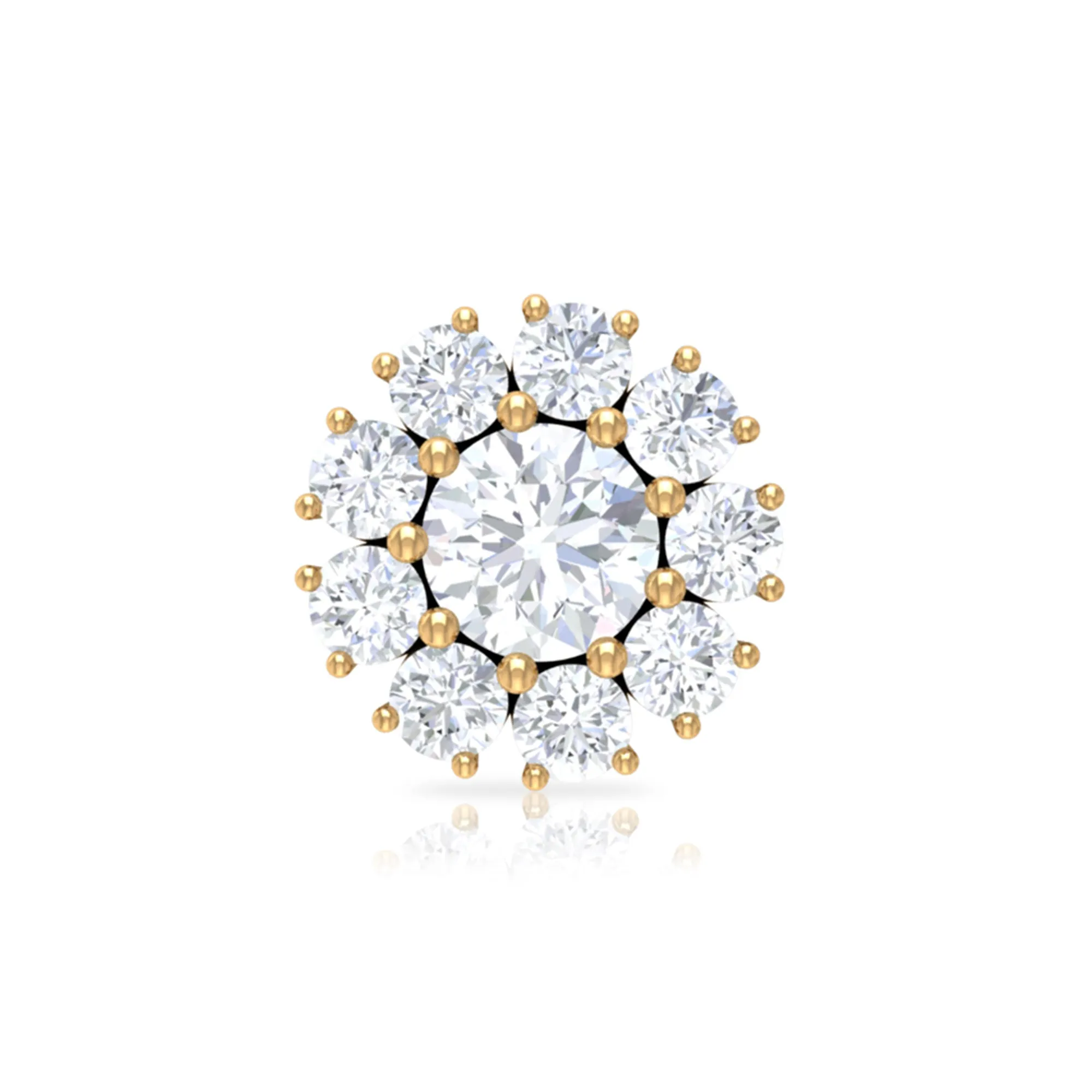 Round Moissanite Cluster Floral Cartilage Earring