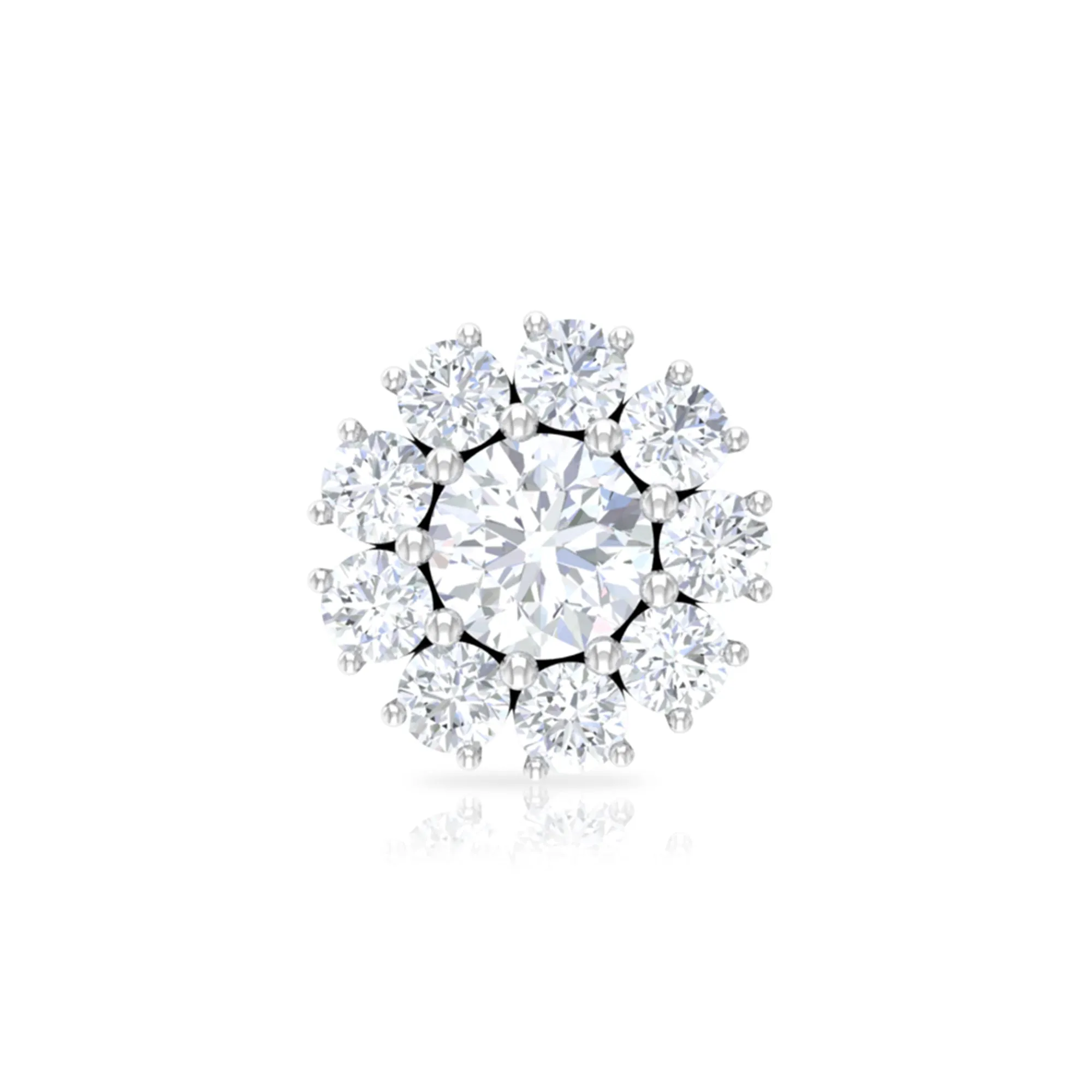 Round Moissanite Cluster Floral Cartilage Earring