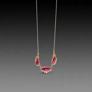 Rubies with 22k Gold Trios Necklace