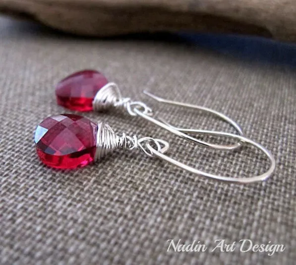 Ruby Crystal Dangle Earrings