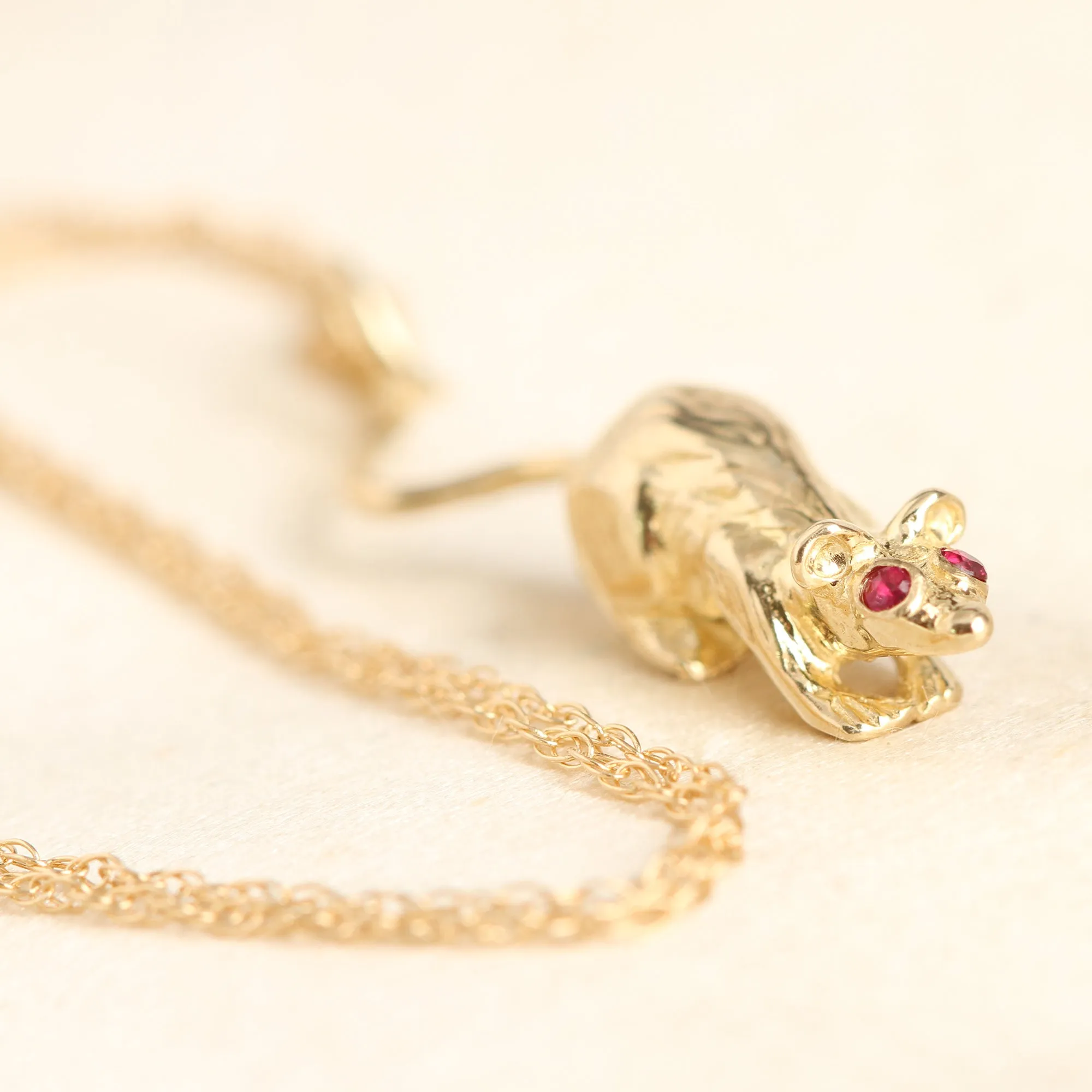 Ruby-Eyed Rat Necklace