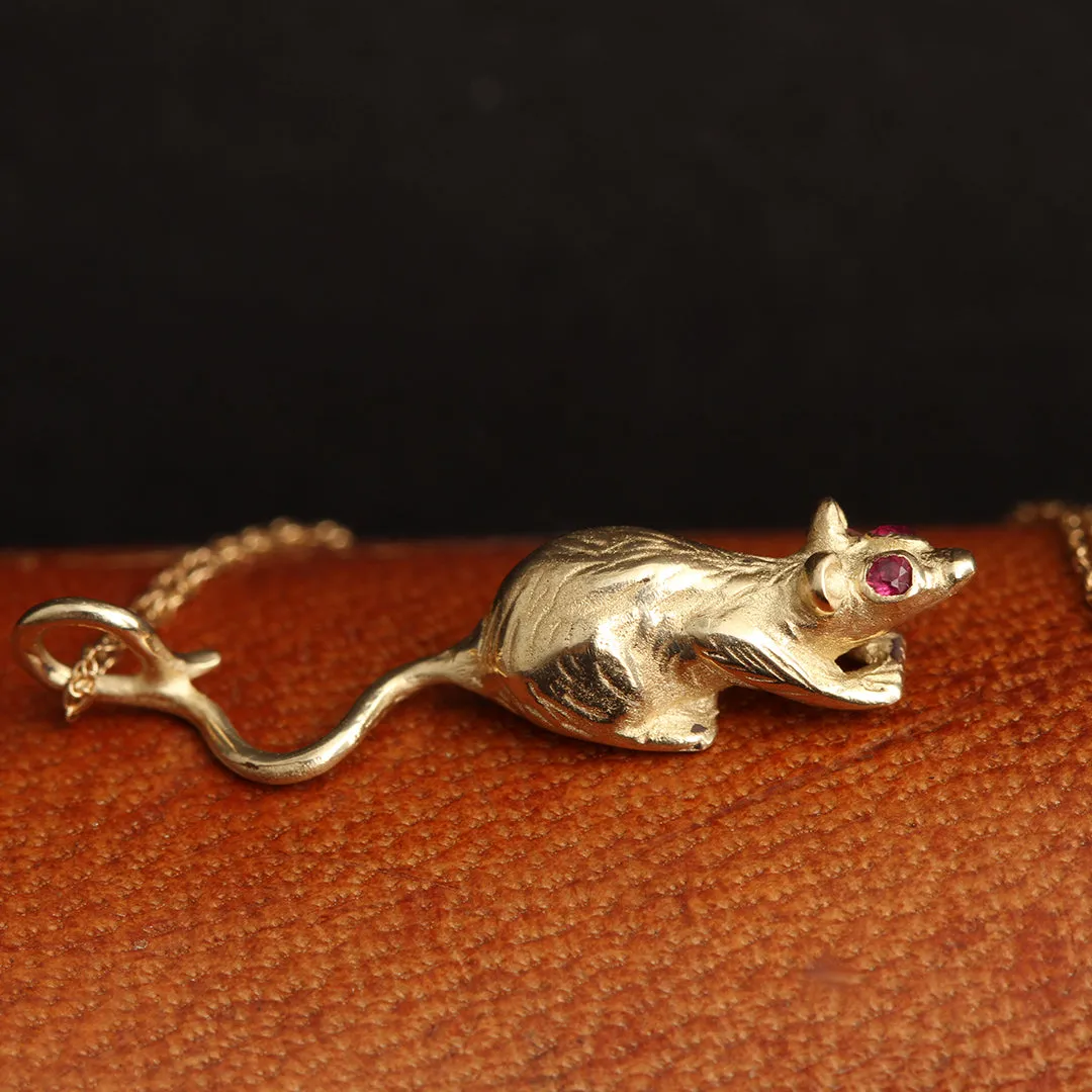 Ruby-Eyed Rat Necklace