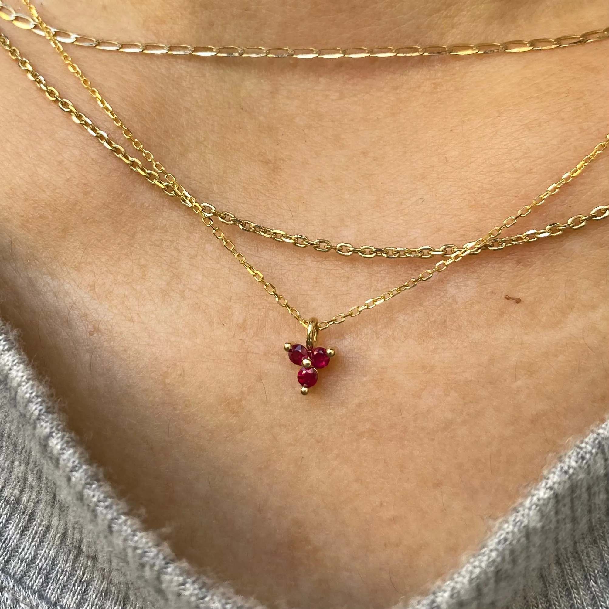 Ruby Triad Necklace (ready to ship option)*