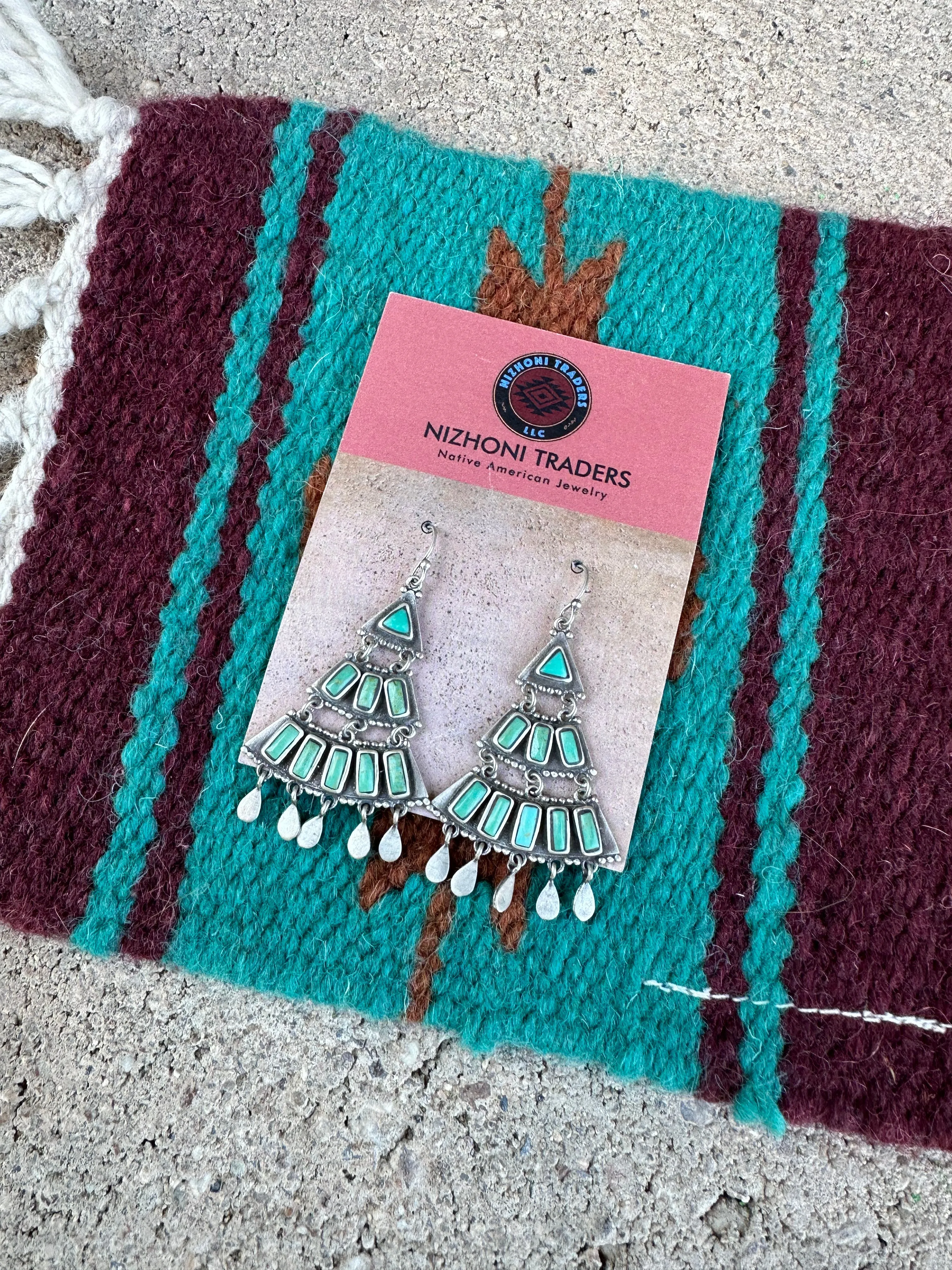 “Saguaro Bloom” Handmade Turquoise & Sterling Silver Dangle Earrings