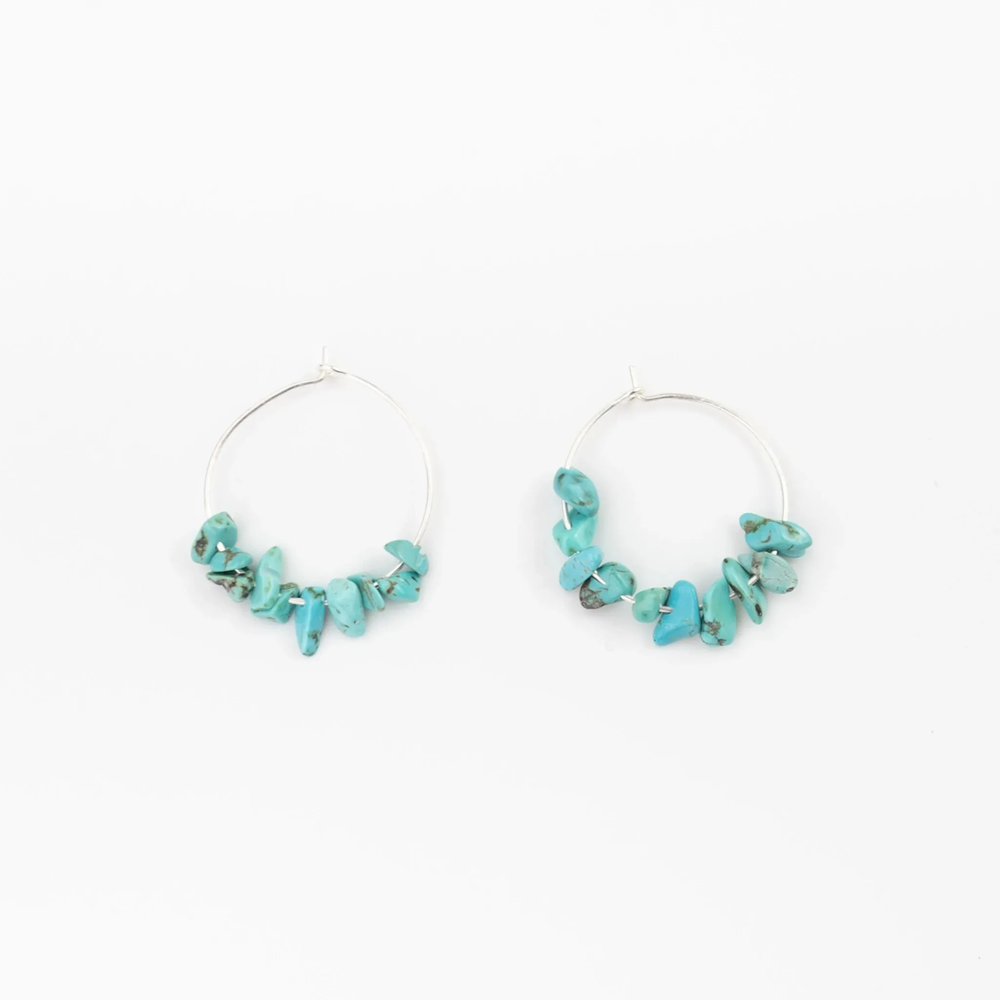 Samudra Turquoise Howlite Stone Hoop Earrings