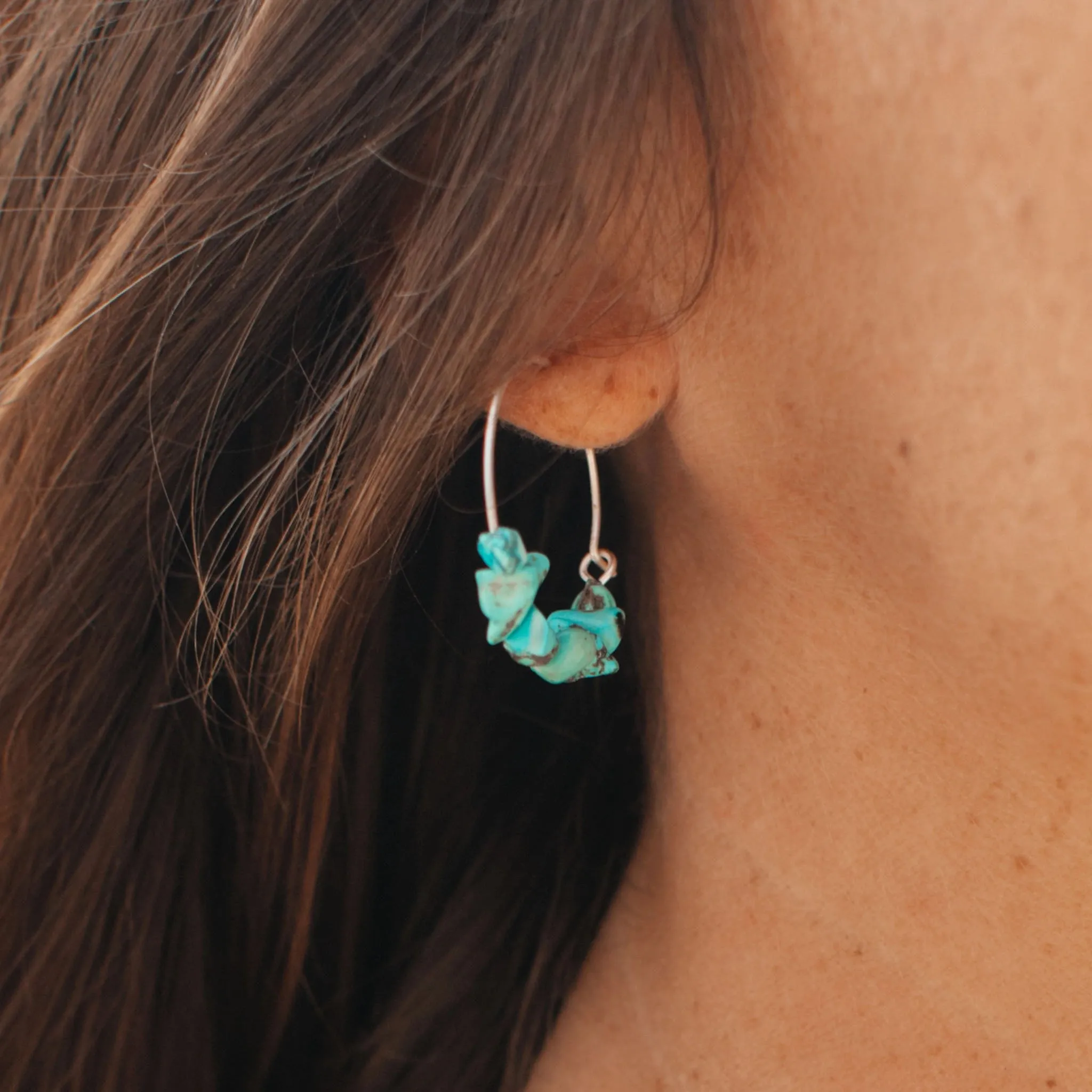 Samudra Turquoise Howlite Stone Hoop Earrings