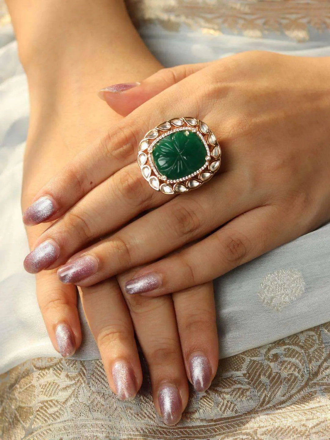 Sanjana Sanghi In Kundan Ruby Ring Green