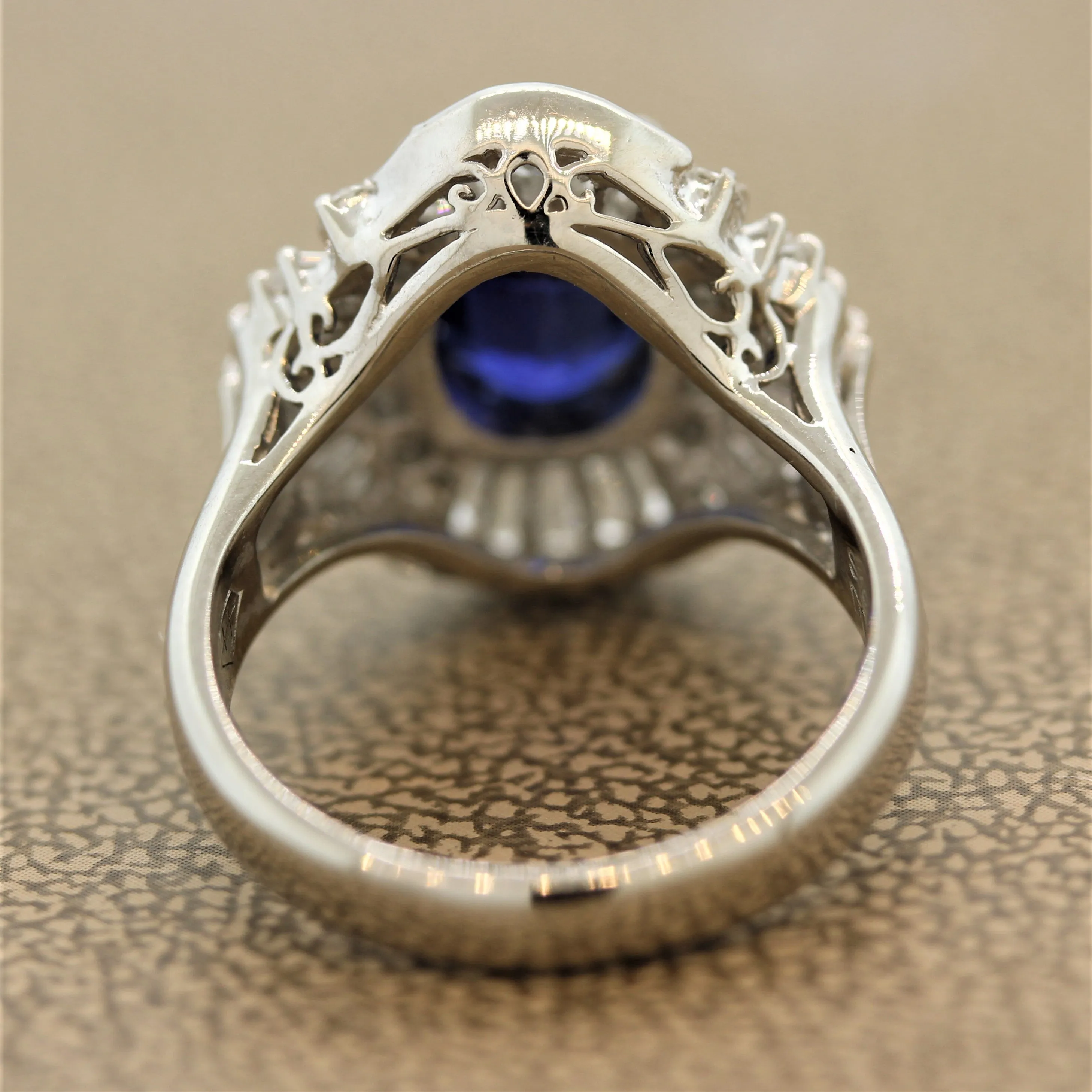 Sapphire Diamond Cluster Platinum Cocktail Ring