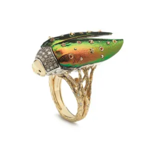 Scarab Fly Ring With Gold Edge