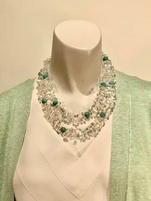 Semi Precious Crystal and Turquoise One of a Kind Necklace Made in California.