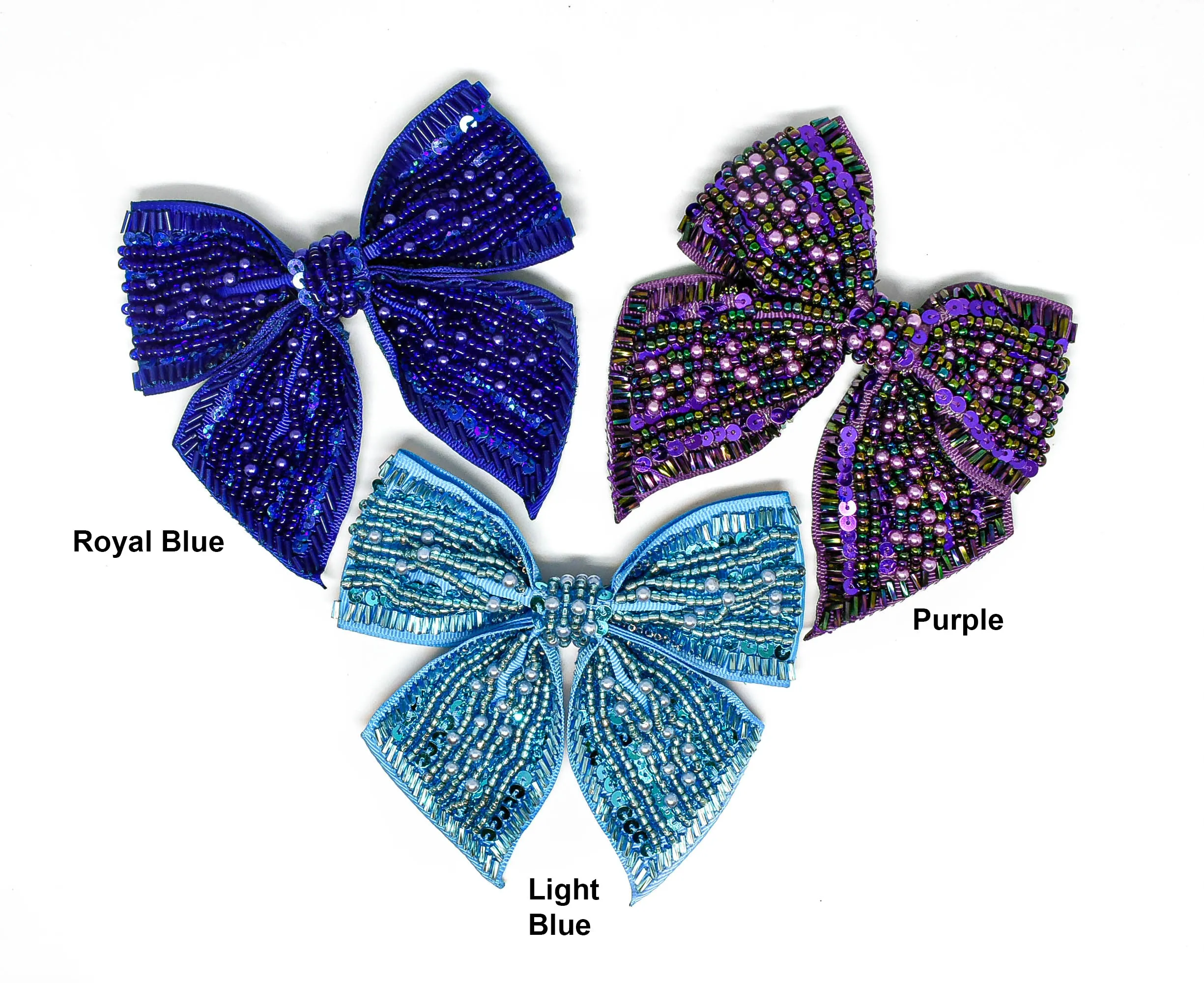 Sequin and Bugle Beaded Bow Ties 4" x 4"