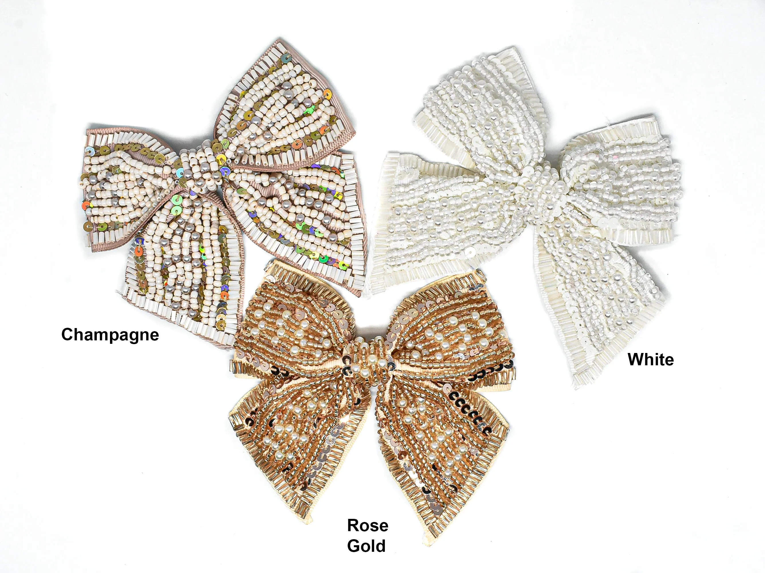 Sequin and Bugle Beaded Bow Ties 4" x 4"