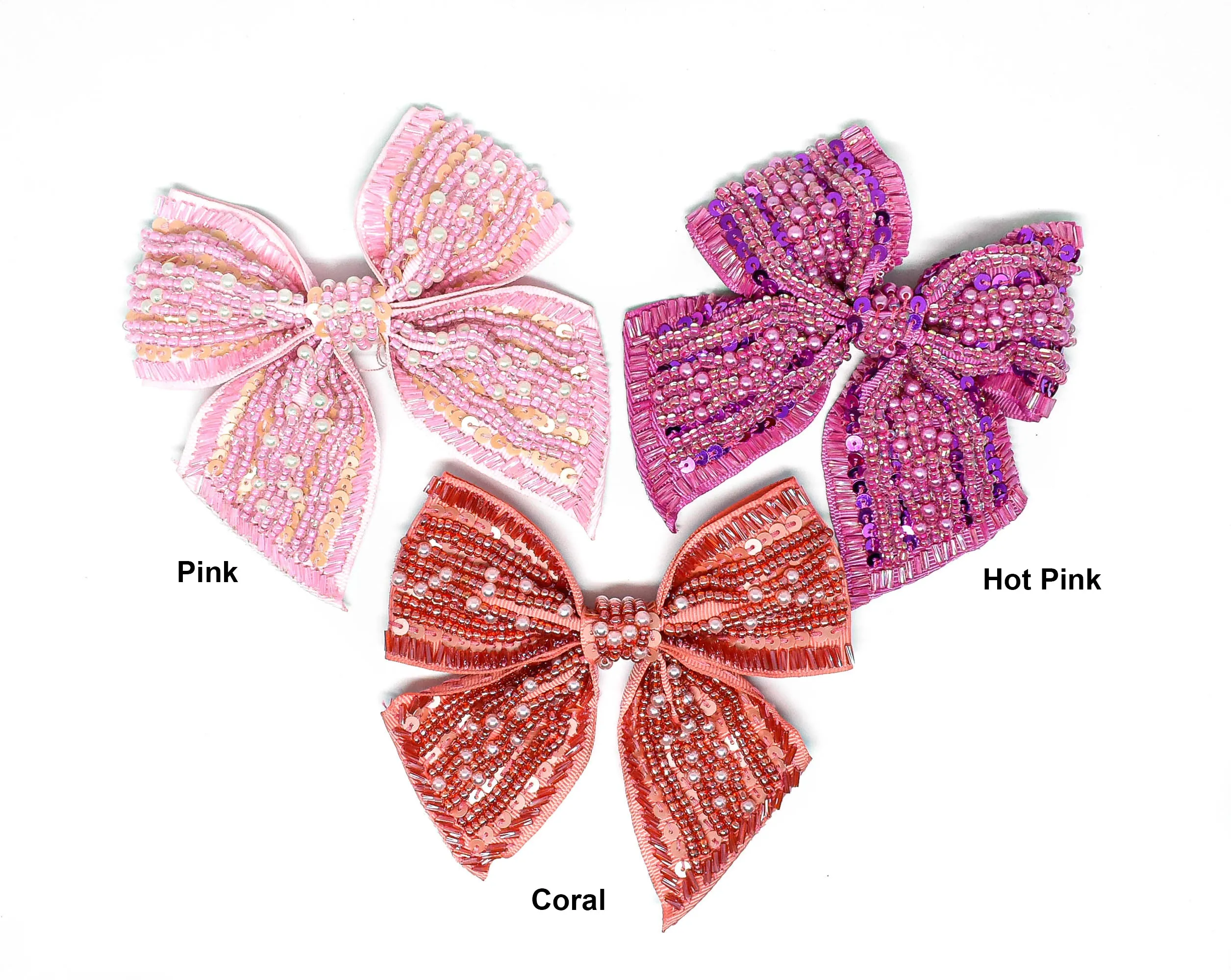 Sequin and Bugle Beaded Bow Ties 4" x 4"