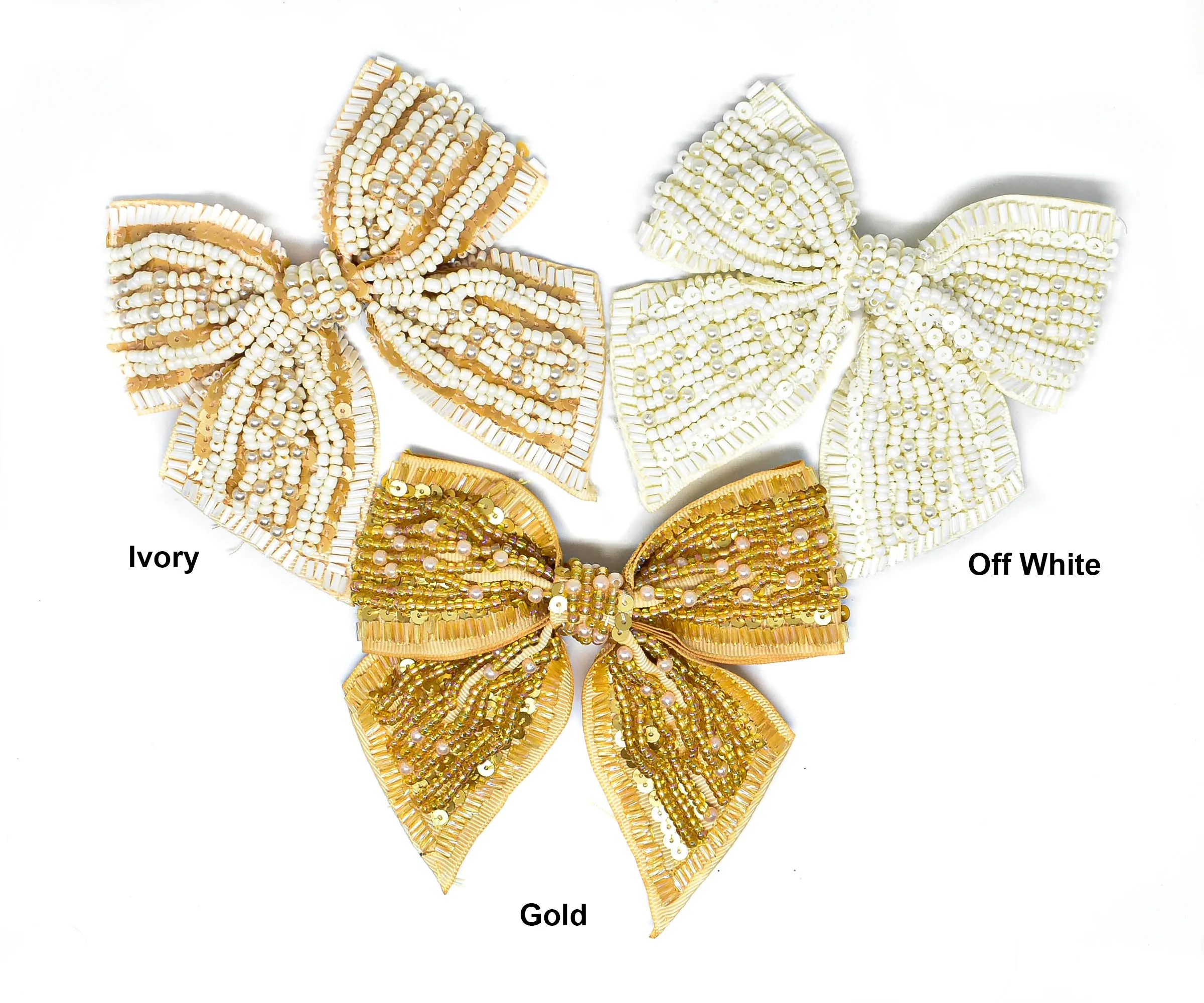 Sequin and Bugle Beaded Bow Ties 4" x 4"