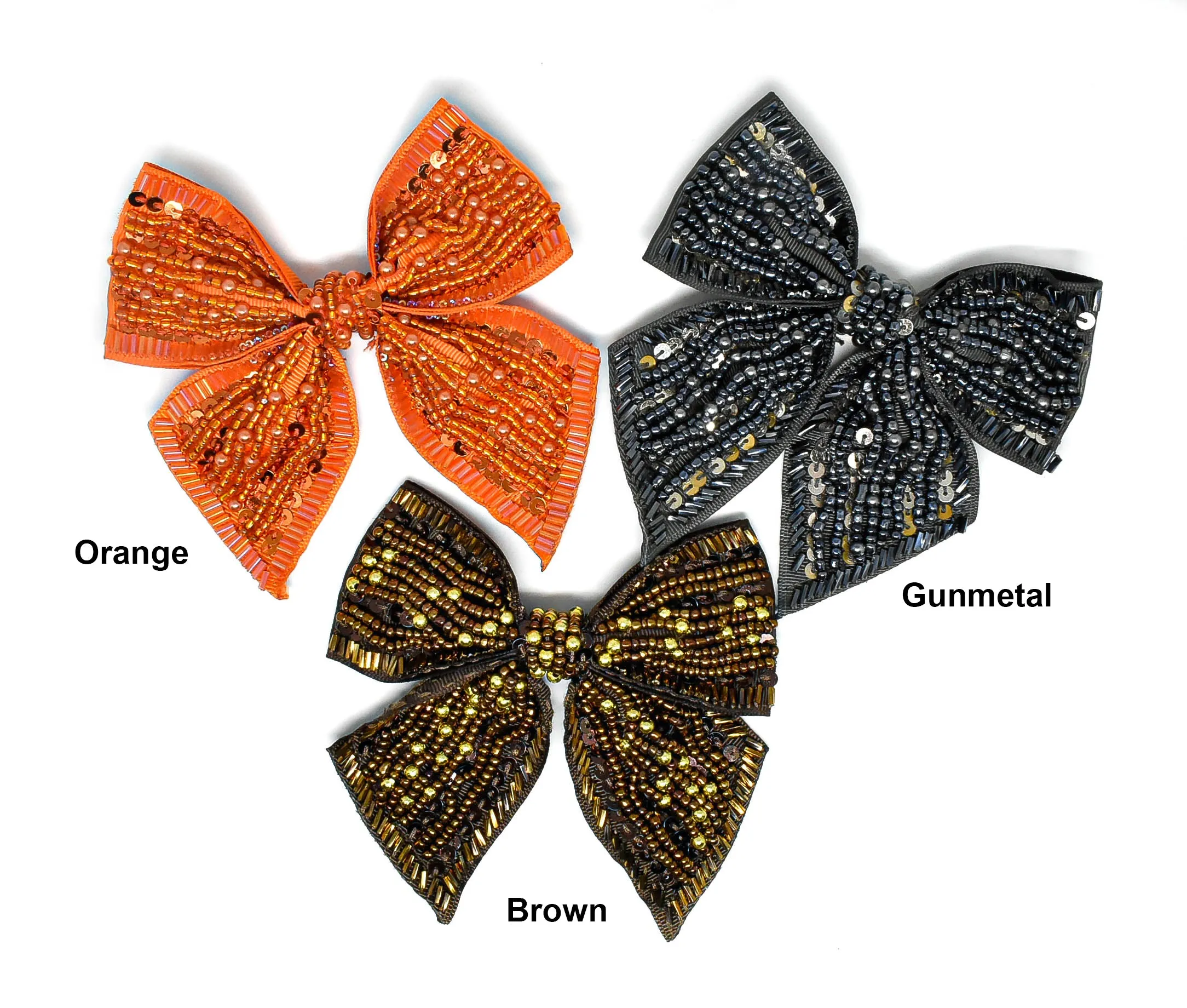 Sequin and Bugle Beaded Bow Ties 4" x 4"