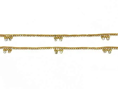 Shree Mauli Creation Golden Alloy Nice Golden Single Line Stone Drop Anklet for Women SMCA108