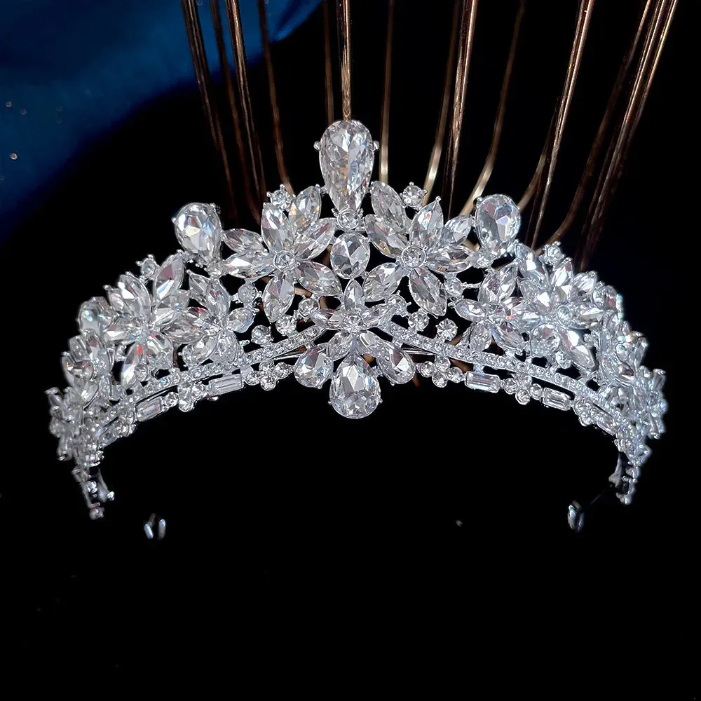 Silver Color Rhinestone Crystal Bridal Tiaras-Crowns- For Brides or Quinceaneras