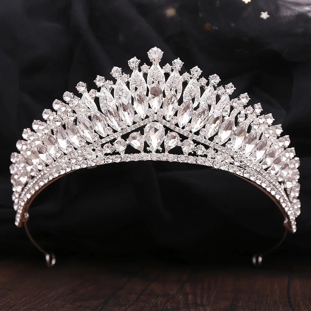 Silver Color Rhinestone Crystal Bridal Tiaras-Crowns- For Brides or Quinceaneras