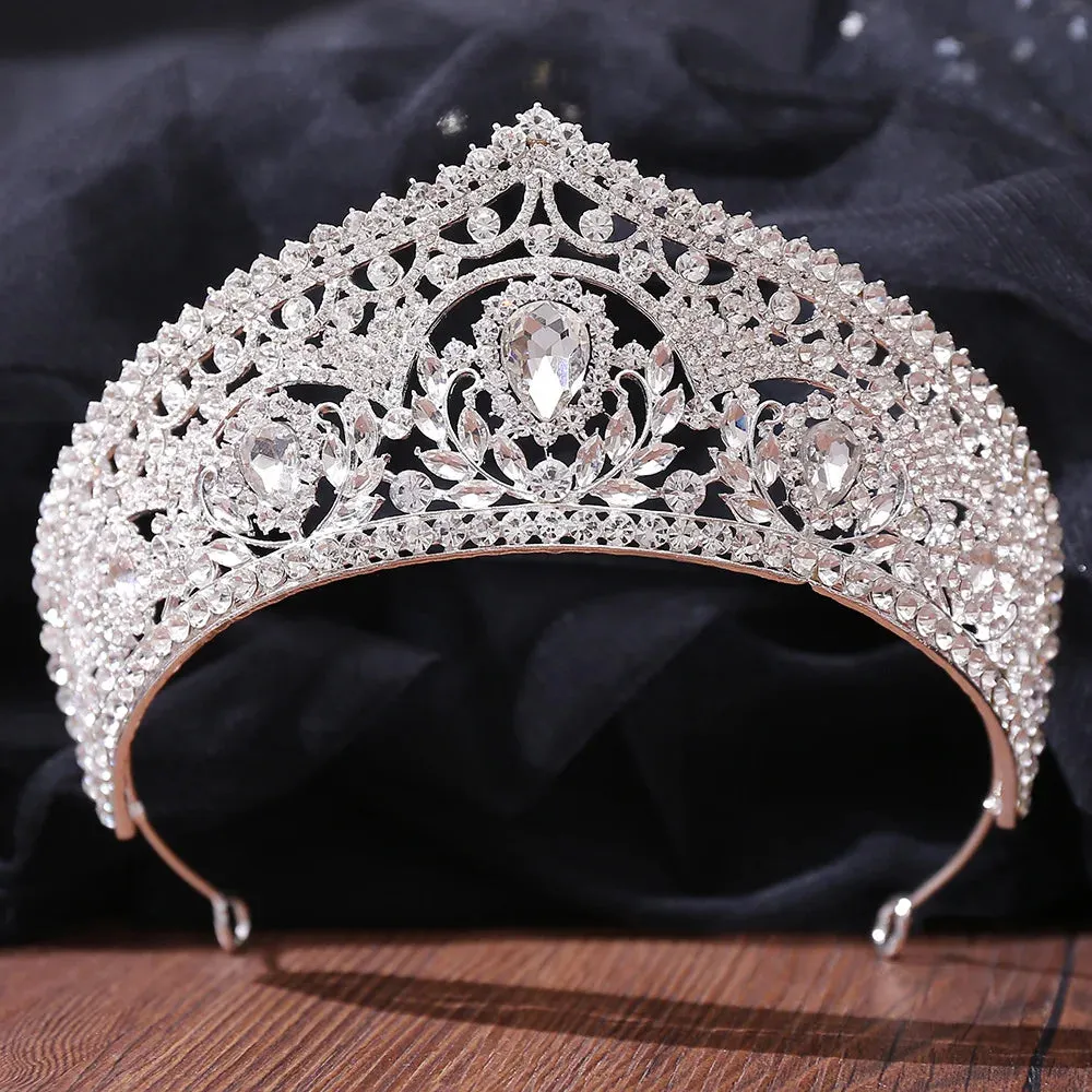 Silver Color Rhinestone Crystal Bridal Tiaras-Crowns- For Brides or Quinceaneras