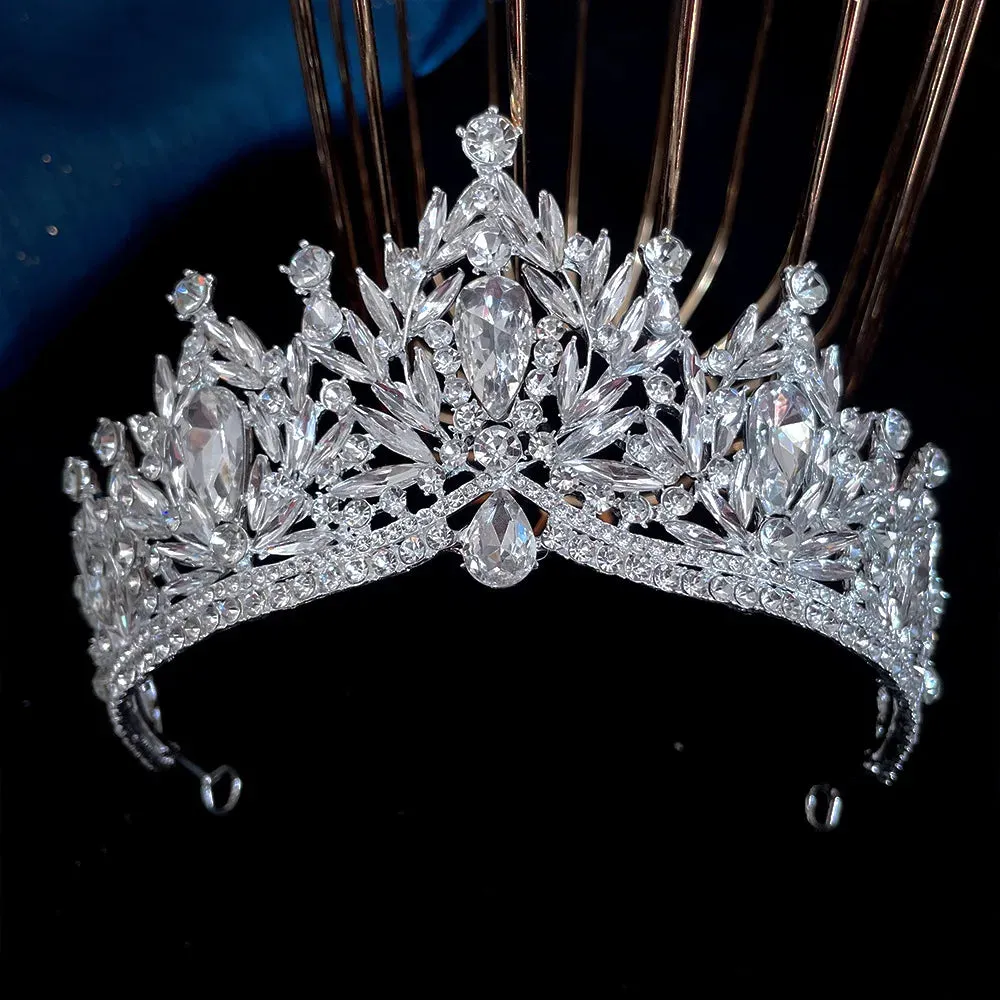 Silver Color Rhinestone Crystal Bridal Tiaras-Crowns- For Brides or Quinceaneras