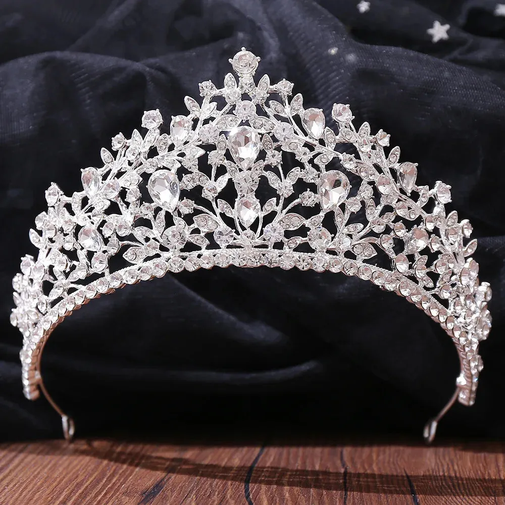 Silver Color Rhinestone Crystal Bridal Tiaras-Crowns- For Brides or Quinceaneras