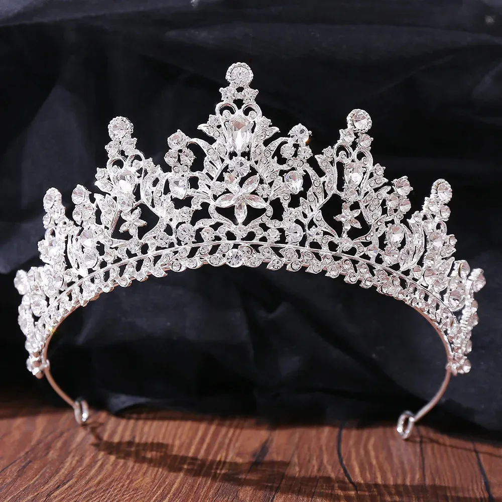 Silver Color Rhinestone Crystal Bridal Tiaras-Crowns- For Brides or Quinceaneras