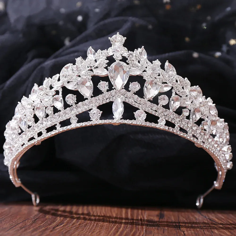 Silver Color Rhinestone Crystal Bridal Tiaras-Crowns- For Brides or Quinceaneras