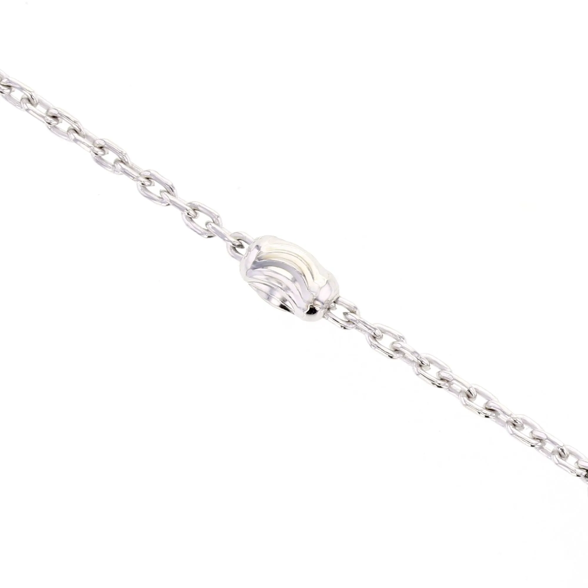 Silver Oval Beaded Anklet