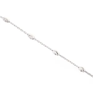 Silver Oval Beaded Anklet