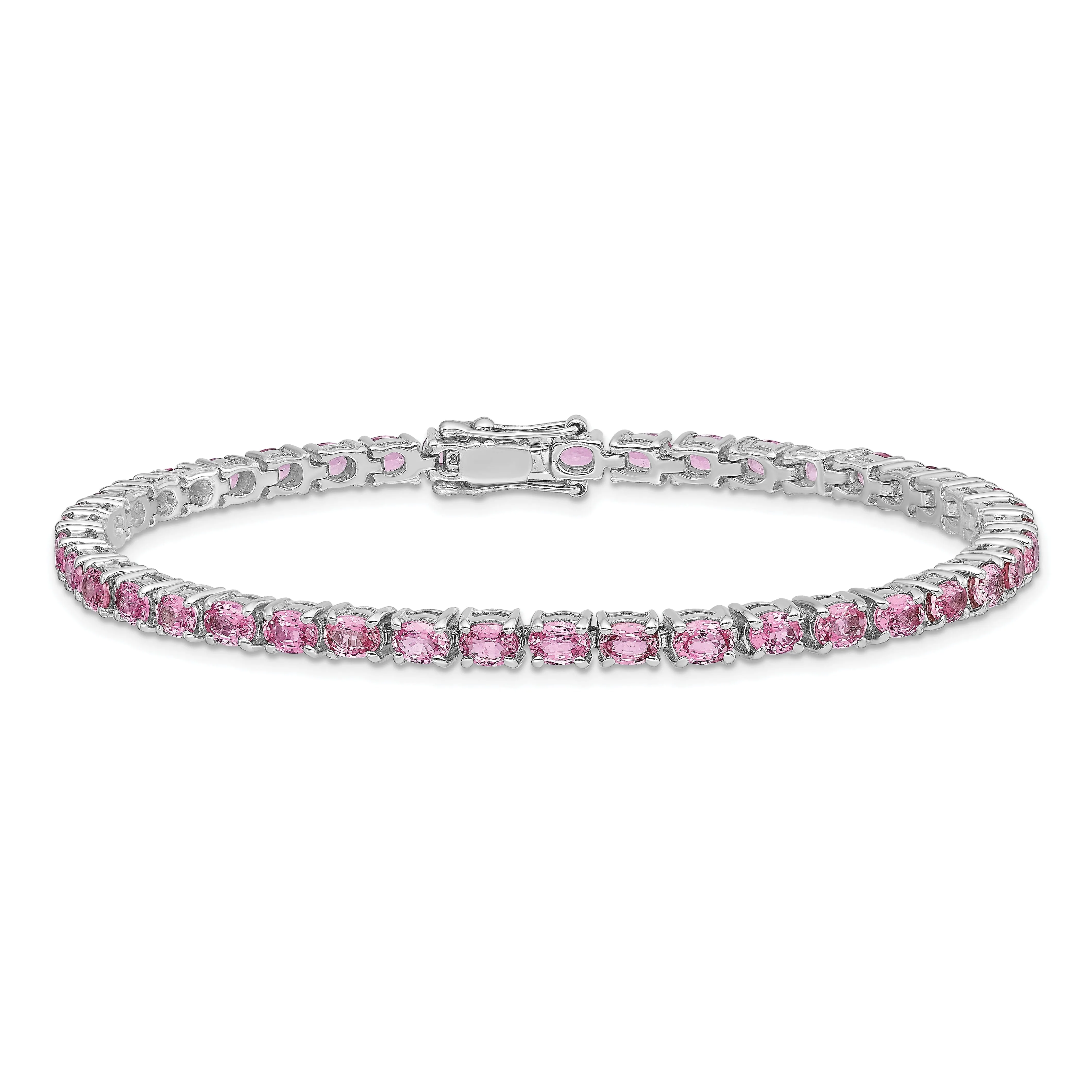 Silver Pink Sapphire Gemstone Tennis Bracelet