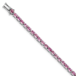 Silver Pink Sapphire Gemstone Tennis Bracelet