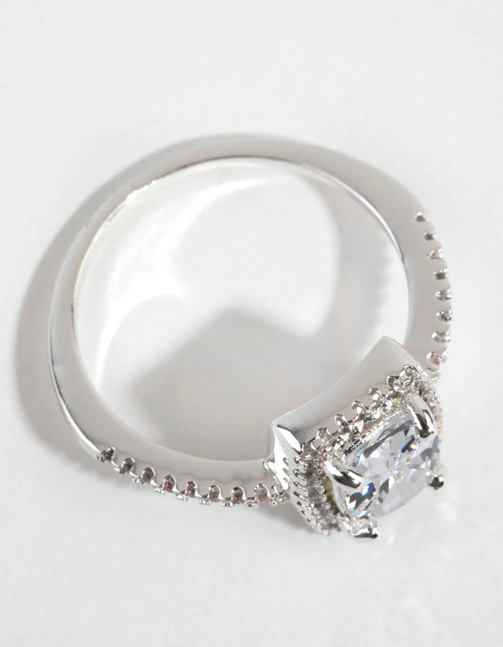 Silver Plated Cubic Zirconia Surround Stone Ring