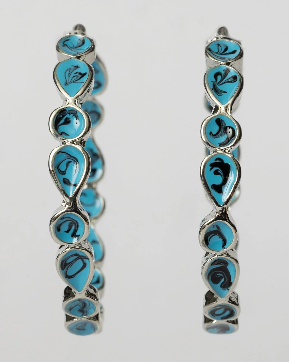 Silver Turquoise Hoop Earrings Coastal Cowgirl