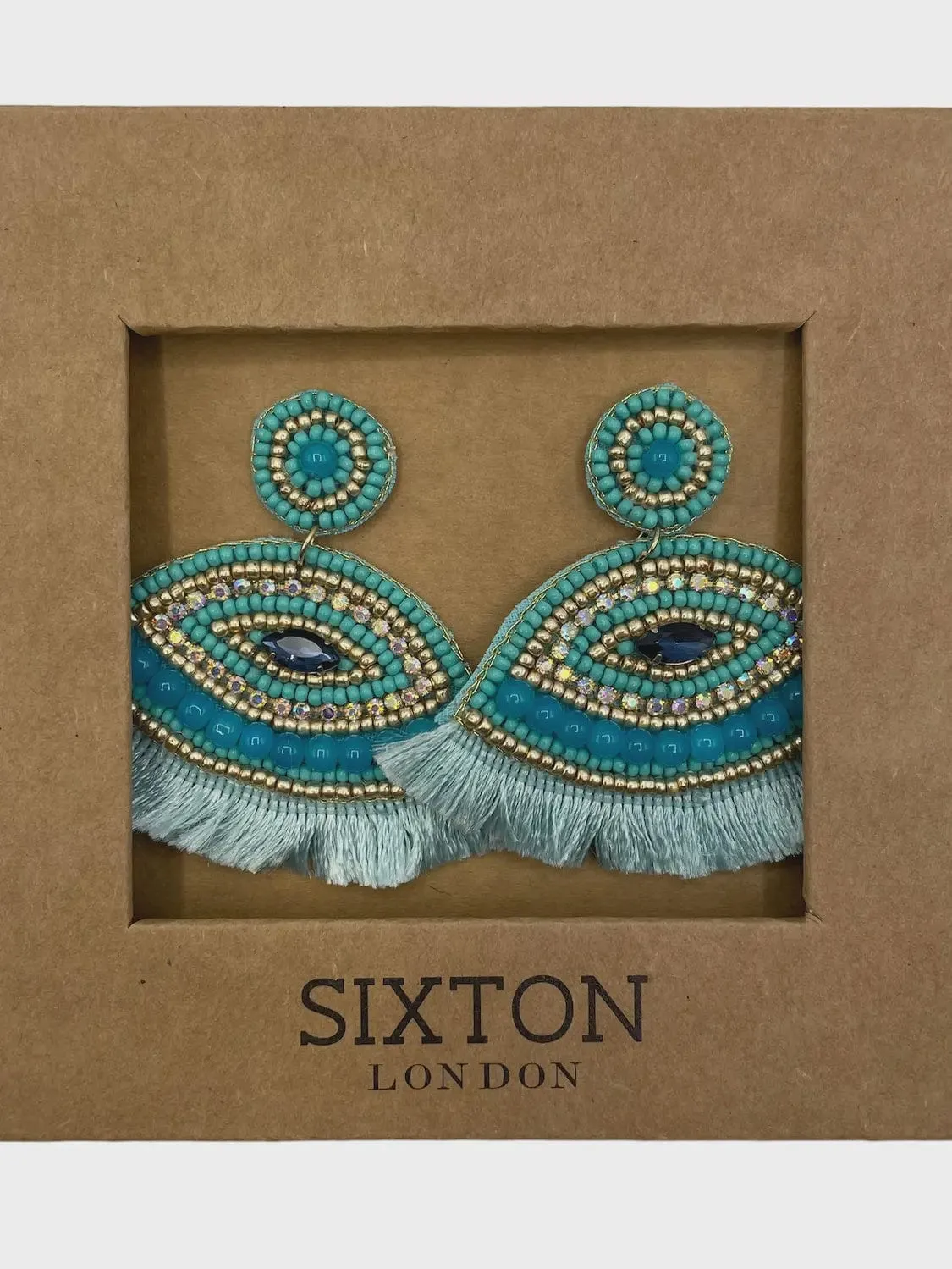 Sixton London Turquoise Tassel Lash Earrings