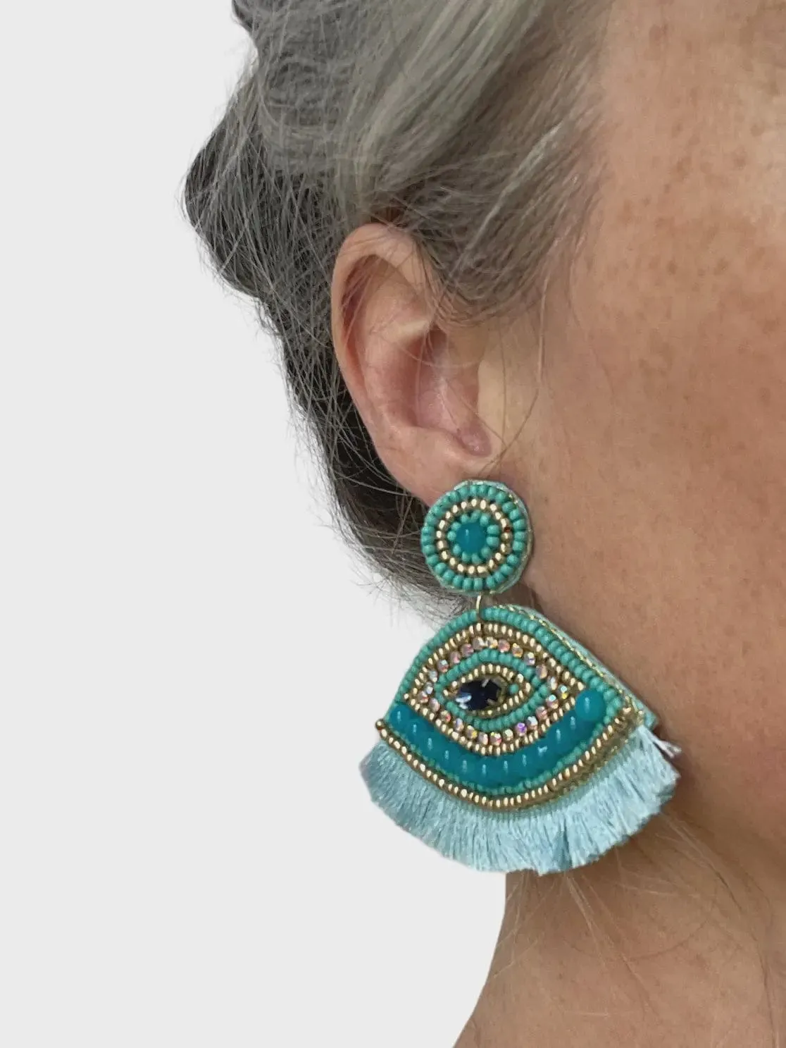 Sixton London Turquoise Tassel Lash Earrings