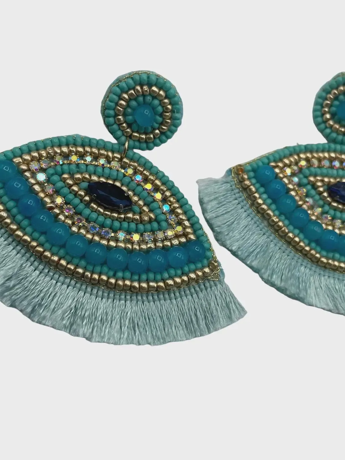 Sixton London Turquoise Tassel Lash Earrings