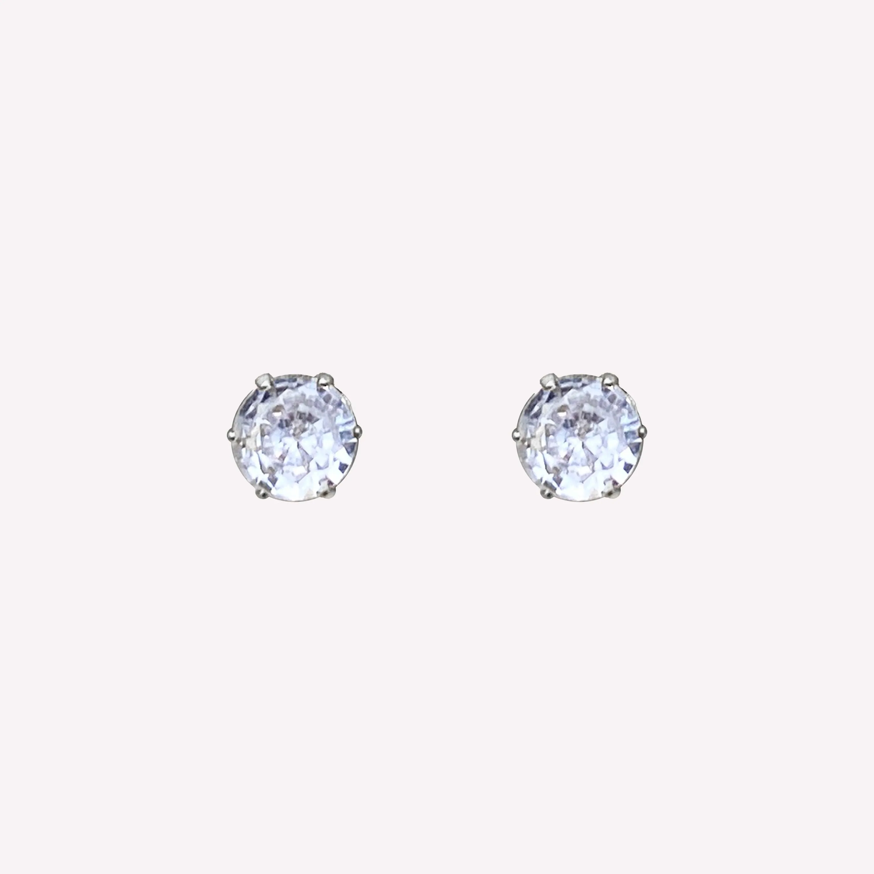 SMALL RHINESTONE STUD CLIP-ON EARRINGS IN SILVER