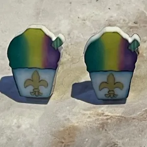 Snowball Mardi Gras stud earrings